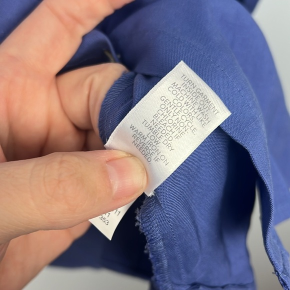 J Jill NWT oversized XL blue mother of pearl button down - Picture 6 of 10